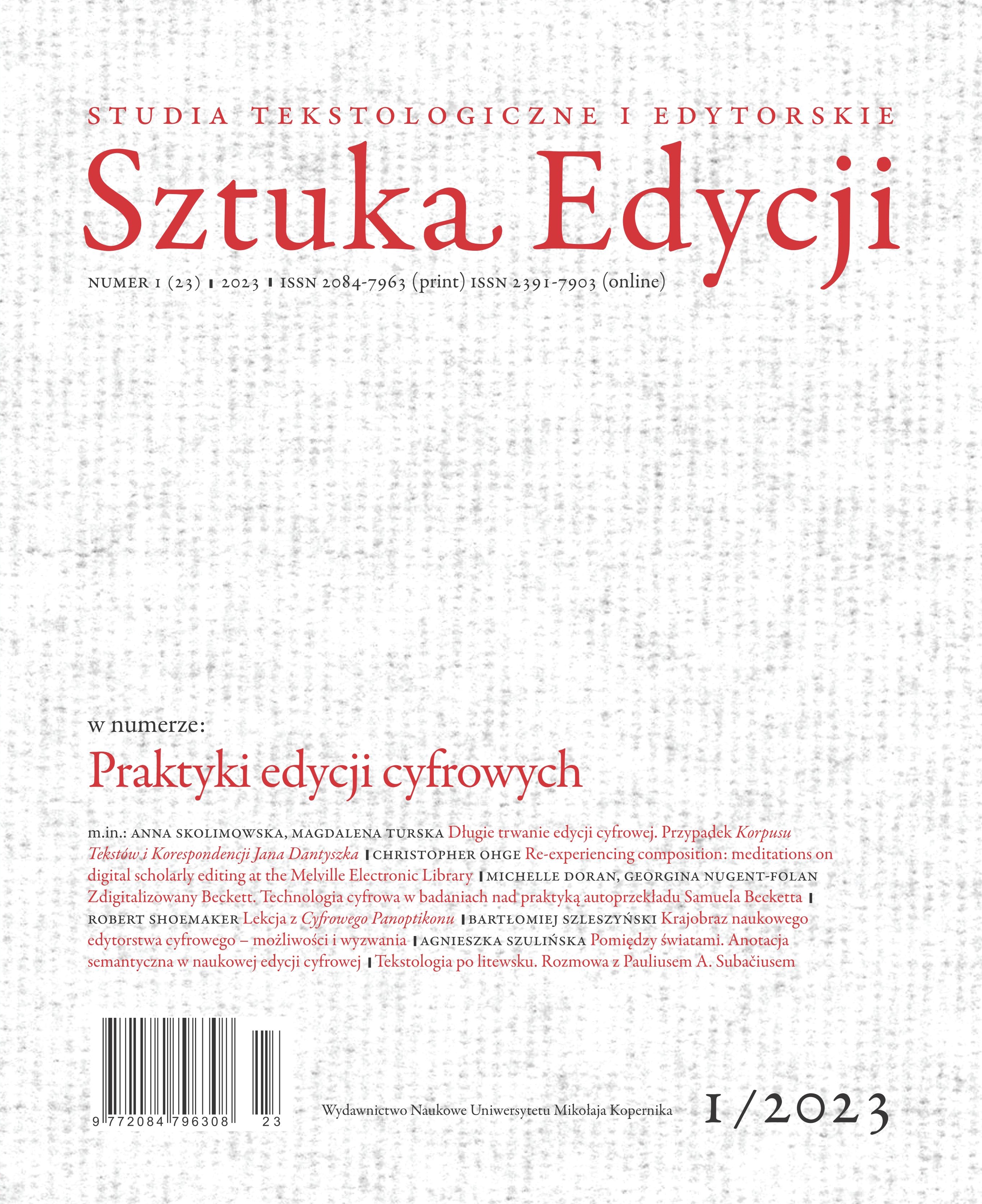 Sztuka Edycji t. 23, nr 1/2023